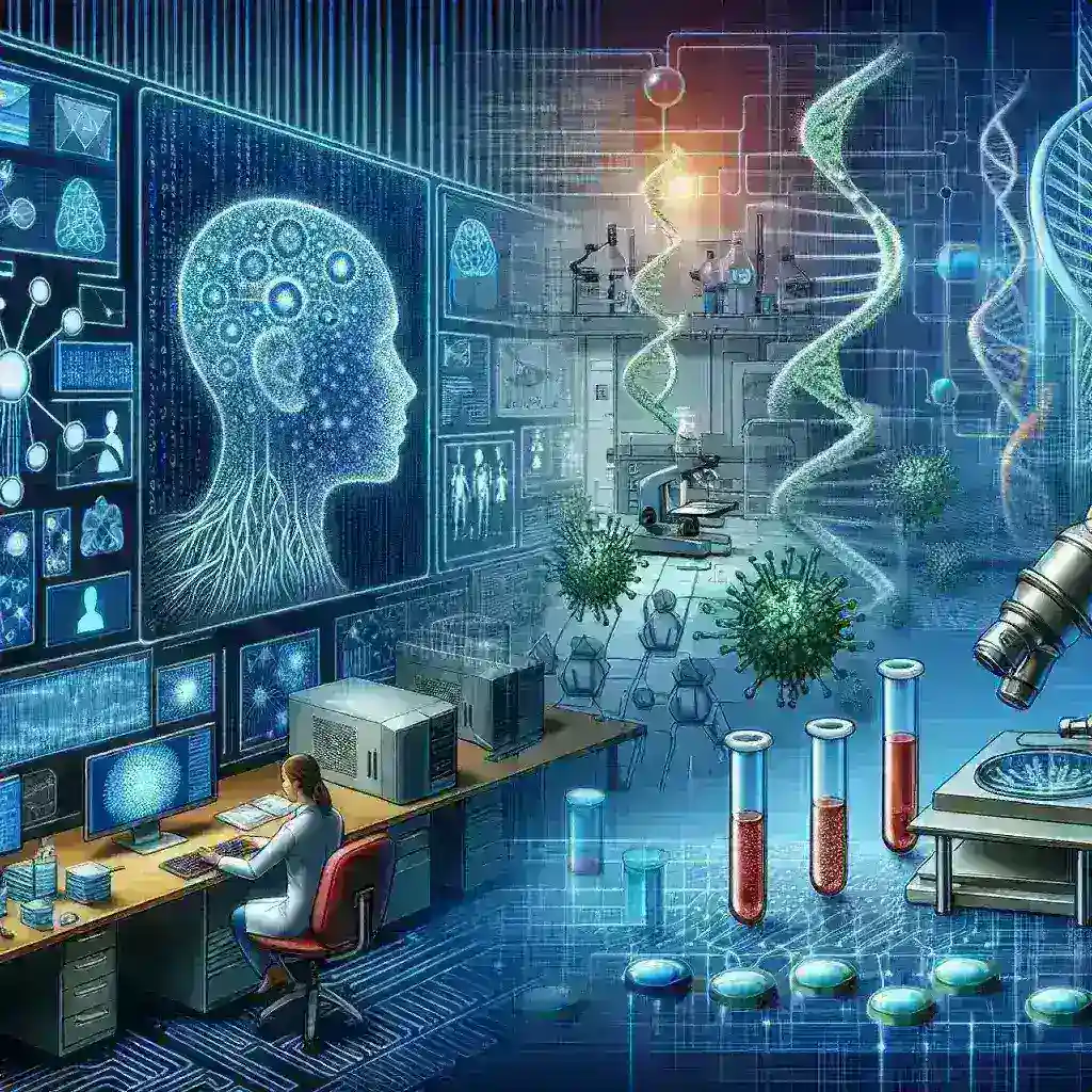 "Amazon Web Services laboratory showcasing AI-powered biotech analytics tools for U.S. labs, highlighting advanced technology integration in biotechnology research."